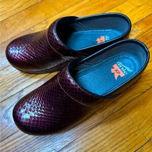 Dansko Burgundy Patent Clogs